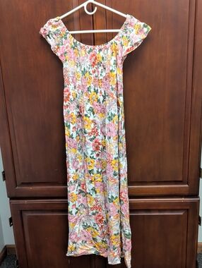 Shore Drive Floral Off-Shoulder Maxi Boutique Dress